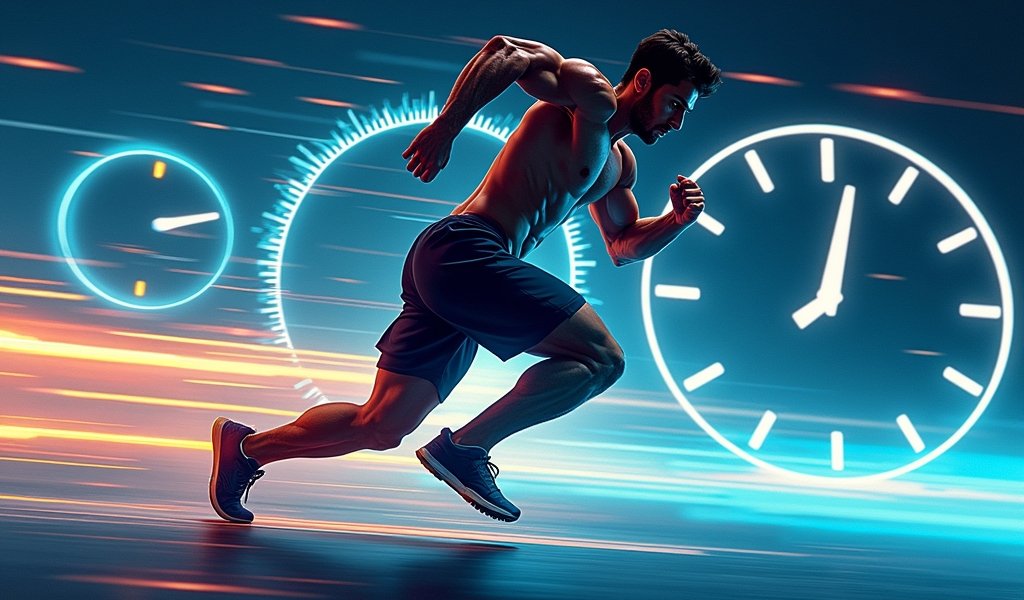 A person checking their watch while completing a high-intensity workout